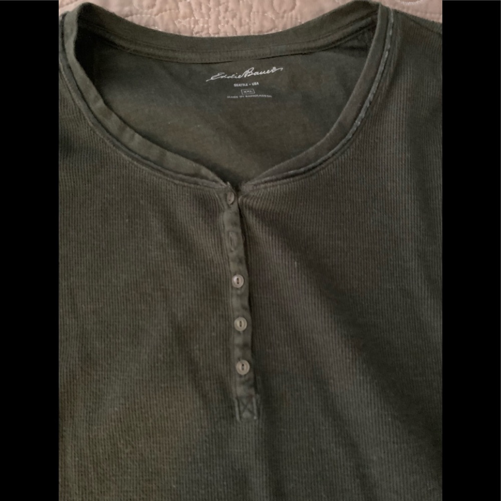 Men’s Henley, Olive Green, Eddie Bauer, XXL